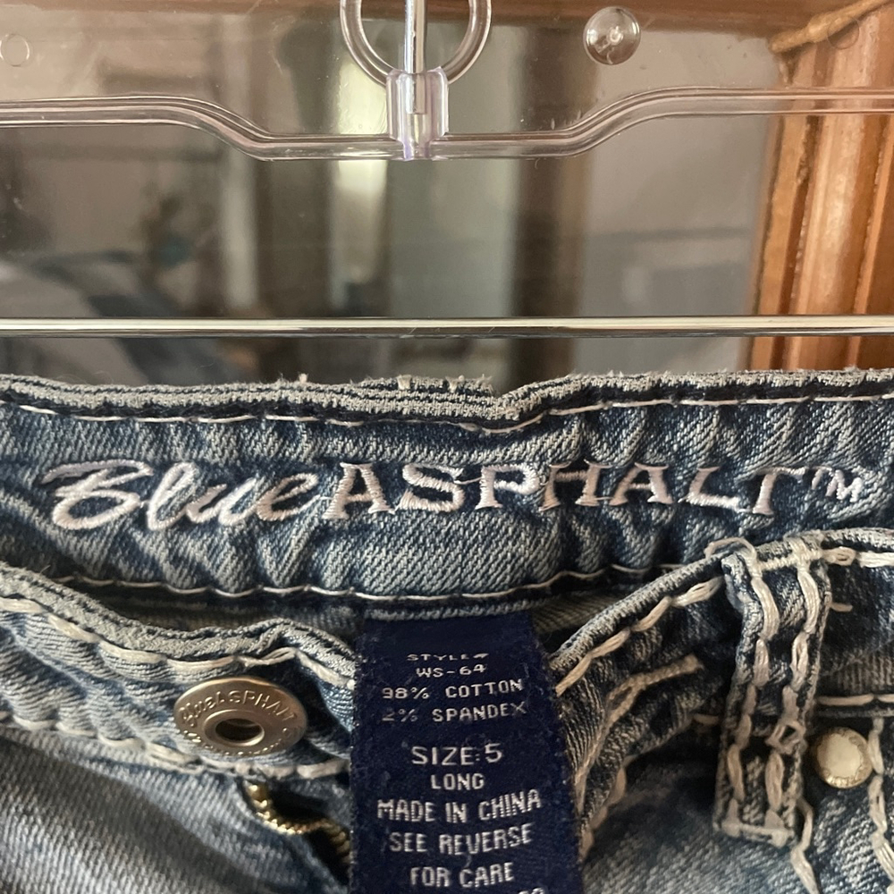 Women's Blue Asphalt Boot Cut Jeans Size 5 Light Blue with White Stitching - Picture 2 of 3